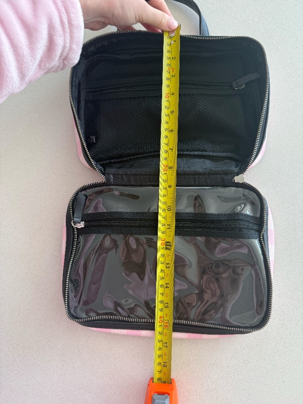 Victoria’s Secret Pink Stripe Floral Hanging Travel Makeup Bag Cosmetic Toiletry - Picture 10 of 10